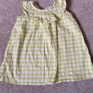 Girls' Green Gingham Ruffle Neck Dress